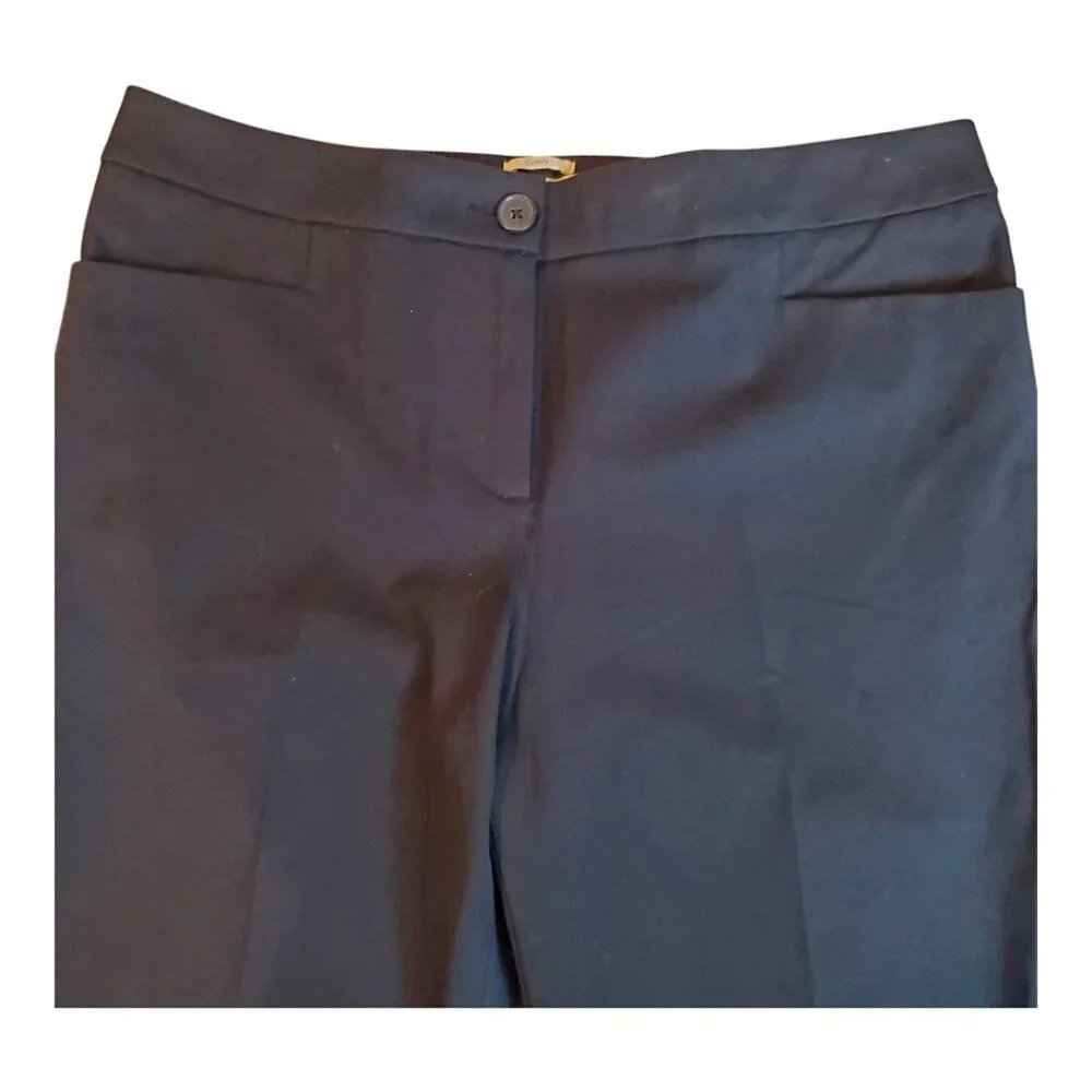 TALBOTS PETITES SZ 6P Curvy Cropped Black Flat Front Mid-rise Dress Trouser Pant - Picture 2 of 8